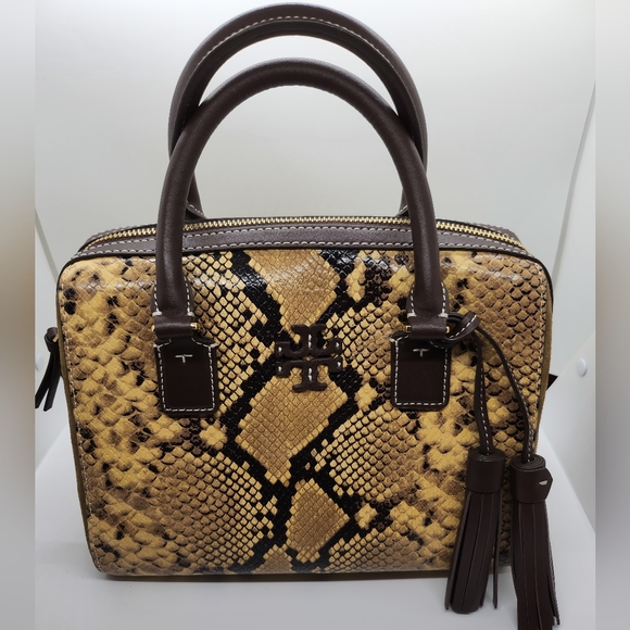 Tory Burch Handbags - Tory‎ Burch Exotic Leather Thea Mini Web Satchel Crossbody Bag-2 Straps *NWT*